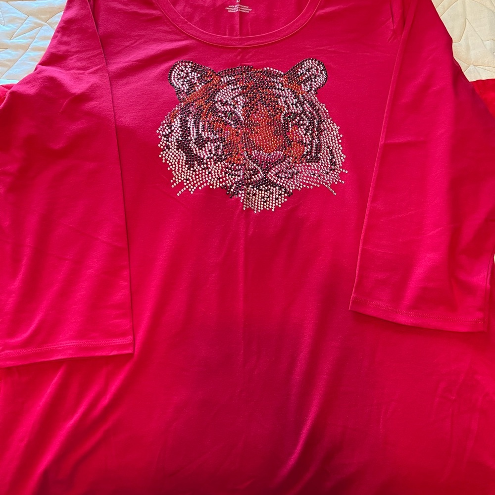 Rhinestone red tiger shirt 2xl  number 22 on the back